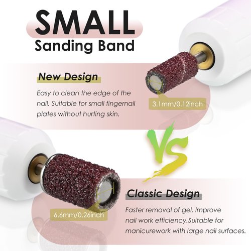 Small Sanding Bands for Nails Drill, 160Pcs Nail Sanding Drill Bits Set with 3.1mm Mini Mandrel Nail Bit, 80/150/180/240Grit Nail Sanding File for Acrylic Nail Prep Polishing Manicure Pedicure