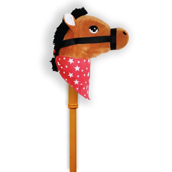 PonyLand: Music Stick Animal - Brown Horse - Music Button, Sturdy Two-Piece Stick W/Colorful Soft Plush Animal Head, Pretend Play Toy, Kids Ages 3+