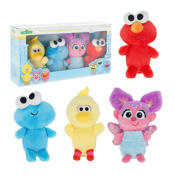 KIDS PREFERRED Sesame Street Elmo Plush, Cookie Monster Plush, Abby Cadabby Plush & Big Bird Plush Toys for Toddlers 1-3, Elmo Stuffed Animal Toys