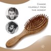 JewelryWe Oval Anti-Static Natural Bamboo Long Handle Hair Comb Air Cushion Health Hair Care Massage Brush