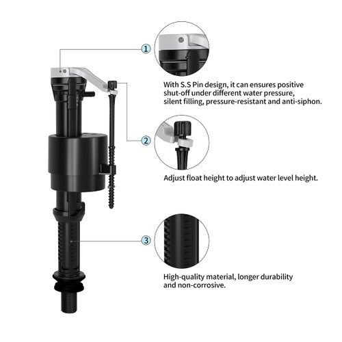 R&T Toilet Fill Valve, Anti Siphon Toilet Tank Replacement Kit, Universal Easy Install Toilet Parts Inside Tank
