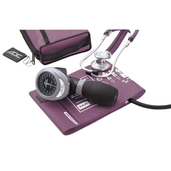 ADC Pro's Combo I Adult Pocket Aneroid/Scope Set with Prosphyg 788 Blood Pressure Sphygmomanometer, Adscope Sprague 641 Stethoscope, and Matching Nylon Carrying Case, Violet