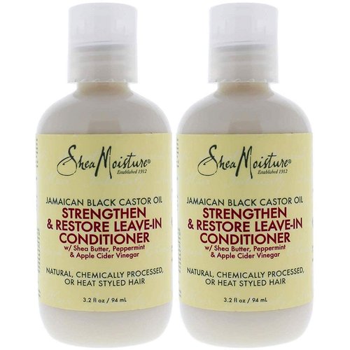 Shea Moisture Jamaican Black Castor Oil Strengthen & Restore Leave-in Conditioner Pack Of 2, 3.2 Oz