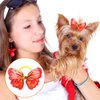 Janinka 36 Pieces Dog Hair Bows with Rubber Bands Butterfly Dog Knotted Bows Flower Pearls Hair Bows Elastic Hair Ties Bands Pets Dogs Cats Grooming Accessories