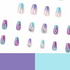 Rilafuvu Medium Press on Nails Coffin Fake Nails Colorful Ombre Nail Press ons Artificial Nails 3D Rhinestones Glitter Glue on Nails Glossy Acrylic Nails Press on Nail for Women and Girls 24Pcs