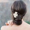 Yokawe Bridal Wedding Hair Pins Silver Bride Hairpin Flower Hair Accessories for Women and Girls （Pack of 5）