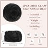 BOGSEA 2PCS Space Buns Hair Pieces,Mini Claw Clip in Hair Bun Hair Pieces Synthetic Scrunchies Princess Leia Buns Hair Extension Space Buns Clip in Hair Pieces for Women (Black)