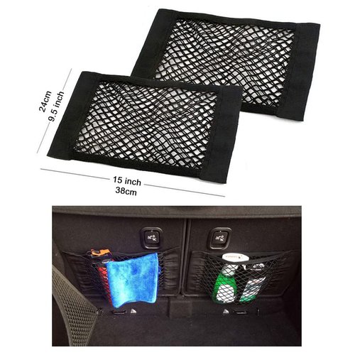 Universal Mesh Cargo Net Car Storage Net Wall Sticker Organizer Pouch Bag Storage Mesh Net for Car Trunk Storage Add On Organizers for Car Truck,15" x 9.5"(2 Packs)