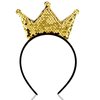 Dimeho Sequins Crown Headband, Princess Crowns Glitter Headbands Shiny Gold Hair Hoop Women Hair band Accessories Elastic Hair Decoration Christmas Birthday Party Favors Tiaras Supplies