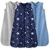 Unnivoll Baby Sleep Sack 6-12 Months 3 Pack 100% Cotton Lightweight 0.5 TOG Wearable Blanket Baby Sleep Bag with 2-Way Zipper for Newborn Infant Blue