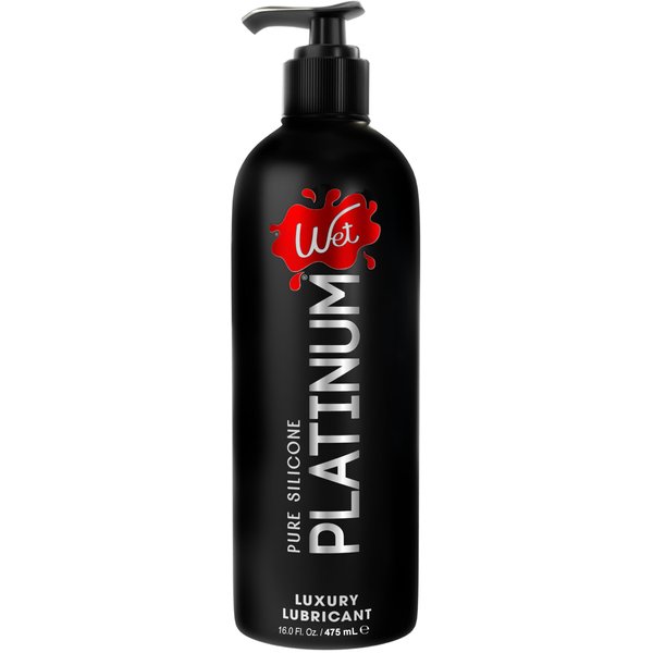 Wet Platinum Silicone Based Personal Lubricant 16 oz Bottle, Premium Water Resistant Hypoallergenic Personal Lubricant for Men, Women and Condoms