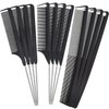 12 Pieces Parting Comb for Braids Rat Tail Comb Steel Pintail Comb Fine Teeth Comb Heat Resistant Teasing Combs with Stainless Steel Pintail