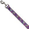 Buckle-Down Pet Leash - Tinker Bell Poses/Flowers/Stars/Skull Purple - 6 Feet Long - 1" Wide