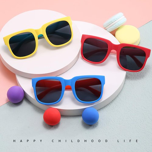 Ricawa 4 Pack Kids Sunglasses, Foldable Toddler Sunglasses Age 2-4 6-8 10-12 Boys Girls, Polarized Sunglasses for Kids(Rectangle)