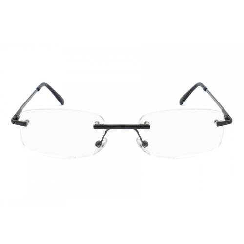 EYE ZOOM 3 Pack Classic Rectangluar Metal Frame Rimless Reading Glasses for Men and Women (Black, Gunmetal and Silver, 1.00)
