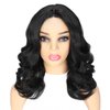 WIGER Short Wavy Wigs for Women Black Body Wave Hair Wig 16 Inch Middle Part Shoulder Length Short Bob Wigs Loose Wave Hair Synthetic Curly Wig for Daily or Party