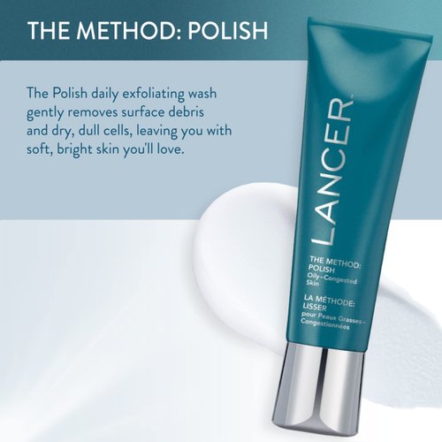Lancer Skincare The Method: Polish Facial Exfoliator, Daily Exfoliating Face Wash with Natural Minerals, Oily Congested Skin, 4.2 Fluid Ounces