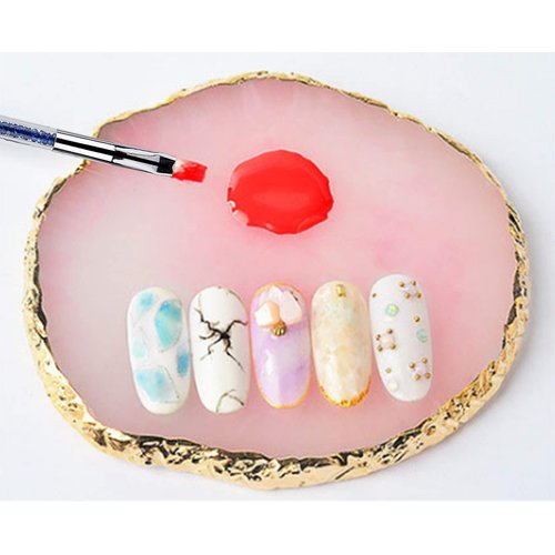 Mcduyant 8 Pieces Designs Brushes for Nail Art Resin Palette Gel Design Nail Art Dotting Tools Nail Gel Painting Brush Mixing Palette Nail Art Equipment