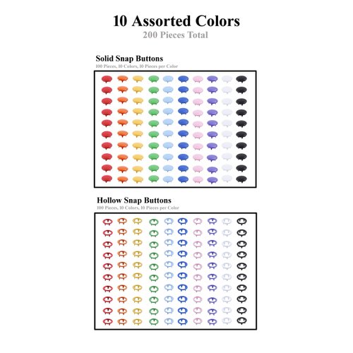 Mandala Crafts Metal Snap Button Kit - Snap on Buttons & Snap Fastener Tool - 9.5mm Colorful Metal Snaps Buttons Snap Closures Sewing Snaps for Clothing Leather Crafting