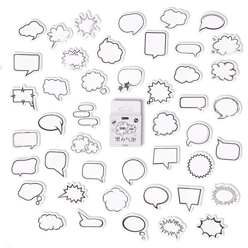 Obujopal 45Pcs Dialog Box Paper Stickers, Thought Bubbles Stickers for Scrapbooking Journaling Water Bottle Kids Laptop Diary Planners Collage Envelope Phone Case Art Crafts DIY Decoration