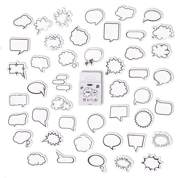 Obujopal 45Pcs Dialog Box Paper Stickers, Thought Bubbles Stickers for Scrapbooking Journaling Water Bottle Kids Laptop Diary Planners Collage Envelope Phone Case Art Crafts DIY Decoration