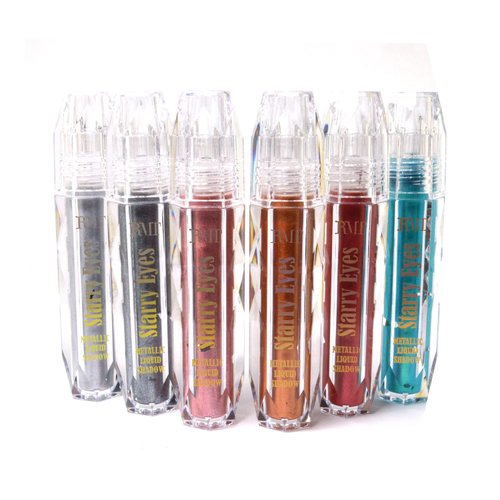ROMANTIC BEAUTY 1 Starry Eyes Metallic Glitter Liquid Eyeshadow Shimmery E2202[SET02] + Free Zipper Bag