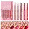 DENESTUP 12 Colors Lip Liner Combo, Matte Lipstick Lip Liner Set, long-lasting Lip Pencil Waterproof & Non-Stick Cup, Smooth Texture High Pigmented Natural Lip Pen Makeup Gift