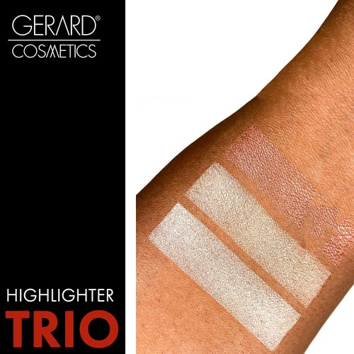 Makeup Highlighter Palette Trio (Starstruck) by Gerard Cosmetics | Vegan Powder Highlighter Makeup Palette with Three Luminous Shades | Cruelty Free and Made in the USA