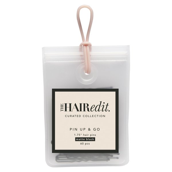 The Hair Edit Pin Up & Go Hair Pins - Matte Black Professional U-Shaped Hair Styling Pins, 60 Ct