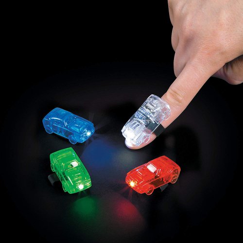 Fun Express Car Shaped Finger Beams - Light-Up Toys for Kids - Colorful Finger Lights for Fun Playtime Party Favors & Gifts - Perfect for Birthday Parties Celebrations & Special Occasions - 12 Pieces