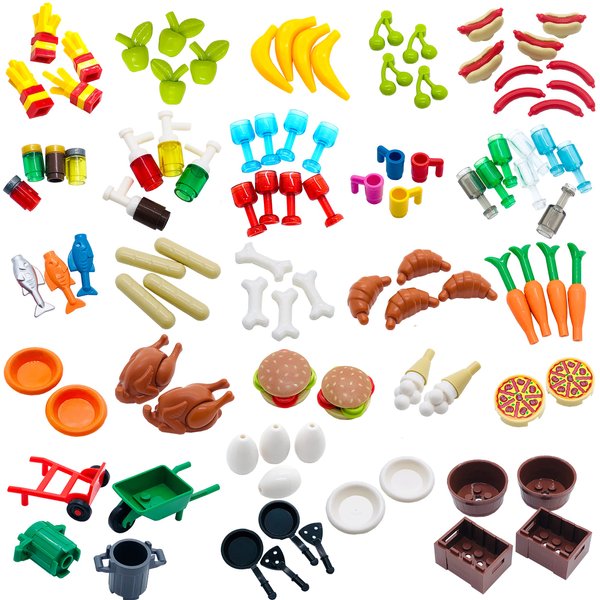 Kitchen Food Accessories Building Block Toy Brick Compatible for Major Brands - for Mini Figure Part