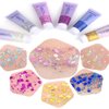 Body Glitter Gel, Holographic Face Body Glitter Sequins Liquid Holographic Glitter Gel, Long Lasting Sparkling Glitters for Face Body Eye Lip Hair Nail Festival Makeup 50ml (Pink)