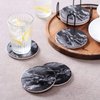 LIFVER Coasters Set of 6, Coasters for Drinks Absorbent Stone with Holder, Black Marble Style Ceramic Drink Coaster for Tabletop Protection, Coffee Table Decor Ideal for Home Decor House Warming Gifts