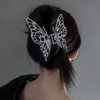 3D Butterfly Hair Clips ,Silver Color Metal Liquid Design Butterfly Hair Claw Clip Jaws Pins Hollow Metal Hair Barrette Claw Liquidness Hair Styling Clips Butterfly Women Headband Lady Thick Hair Barrette Vivid Butterfly Hair Clamps