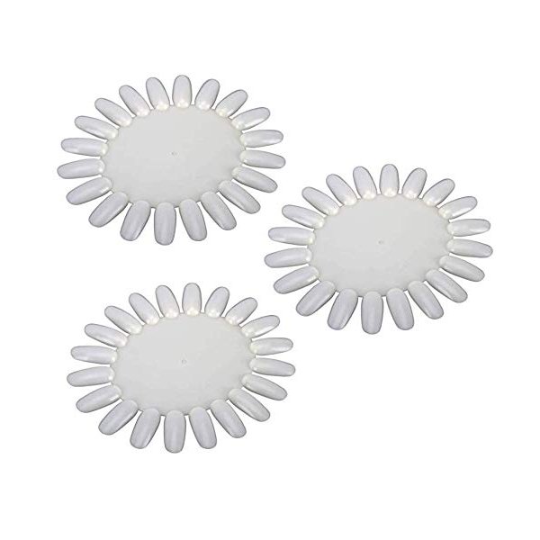 LASSUM 10 PCS Acrylic Wheel False Nail Art Tips Practice Display Nail Art Tool (Ivory-White)