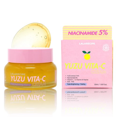 LALARECIPE Yuzu Vitamin C Face Cream | Skin Brightening Cream for Face w/Niacinamide | Glow Boosting Hydrating Face Moisturizer Face Cream for Dark Spots | Daily Moisturizer for Face (1.69 fl oz)