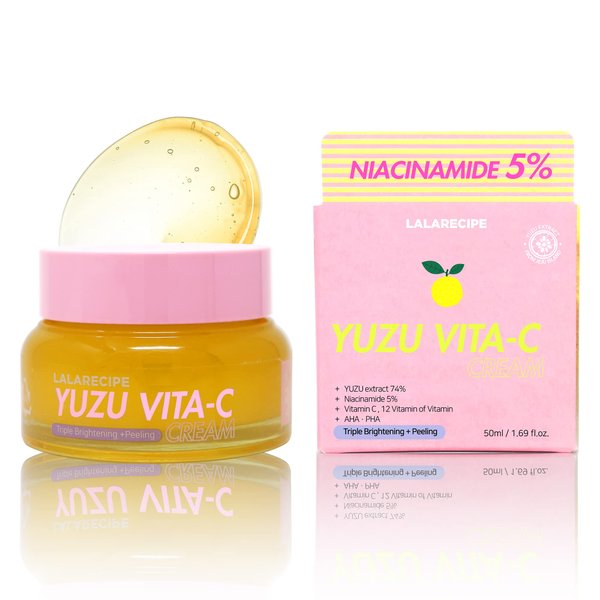 LALARECIPE Yuzu Vitamin C Face Cream | Skin Brightening Cream for Face w/Niacinamide | Glow Boosting Hydrating Face Moisturizer Face Cream for Dark Spots | Daily Moisturizer for Face (1.69 fl oz)