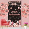 Rose Gold Retirement Party Decorations for Women Happy Retirement Sign Door Cover Banner and 18Pcs Rose Gold Retirement Balloons for Retirement Office Farewell Party Supplies