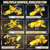 Transforming Building Blocks Set for Adults, Convertible Truck and Robot Building Kit Model, 6 in 2 Building Creative Action Mech Toys Halloween Xmas Gift for Boys and Girls (Yellow)