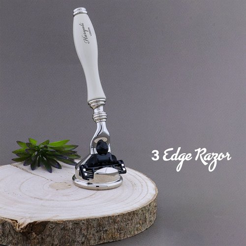 Haryali London Hand Assembled Ivory 3 Edge Stunning Shaving Razor