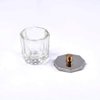 Kalolary 2 Pcs Mini Dappen Dish for Nail Acrylic Powder, Glass Crystal Cup with Stainless Steel Lid Nail Art Acrylic Liquid Powder Nail Crystal Bowl Glassware Tools for Nail Art Manicure