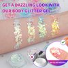 Glow in The Dark Glitter Gel for Women, 12 Colors Chunky Makeup Fine Glitter, UV Black Light Glitter for Body/Face/Hair/Eyeshadow, Glitter for Carnival Party(Not Loose Glitter)
