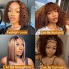AliPearl Wig Highlight Curly Bob Lace Front Wigs Human Hair Pre Plucked with Bayby Hair 4x4 Lace Closure Bob Wigs for Black Women Human Hair Brazilian Virgin Glueless Colored Bob Lace Frontal Closure Wigs Ali Pearl Hair (10 Inch)