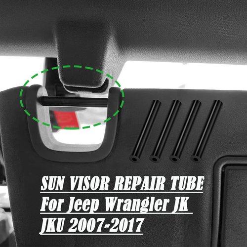 Sun Visor Repair Kit for Jeep Wrangler JK JKU 2007-2017 Repair Tubes for Left & Right Side Sunvisor,4Pcs(Black)