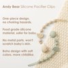 Baby Pacifier Clips One Piece Binky Clip Holder Silicone Teether Clip Pacifier Straps with Clip Baby Teether Toys for Boys and Girls Set of 3 Andy Bear-Ivory+Sage+Blush