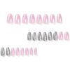 BAOYAALIN French Gradient Pink White Press on Nails Short Medium Coffin Ombre Fake Nails with Glitter Design Glue on Nails for Women Girls Acrylic Ballerina False Nails Stick on Nail for Wedding 24Pcs