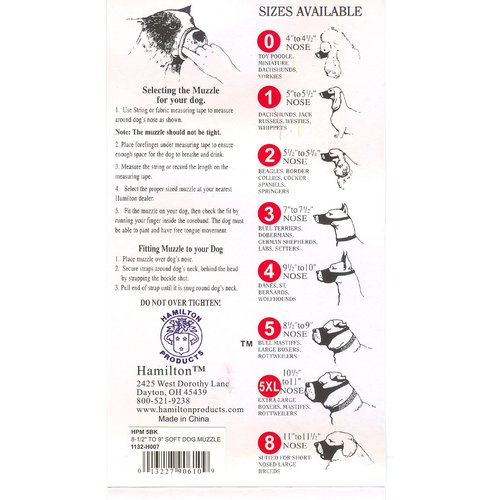 Hamilton Pet & Equine Hamilton H.P. Mugz Adjustable Quick Fit Nylon Soft Dog Muzzle, 4 to 4-1/2-Inch, Black
