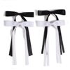Parcce 4 PCS Tassel Ribbon Bowknot Hair Clips With Long Tail for Women Girl Teens Kids, Solid Holder Fashion Bow Bowknot Hair Accessories Headwear Barrettes Claw(Black&White)
