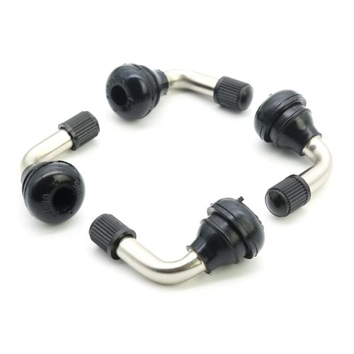 OTAUPRS 4 Pieces PVR70 Snap-in Tubeless Motorcycle Tire Valve Stems 90 Degree Fits 0.453 Inch Rim Holes Nickel Finish