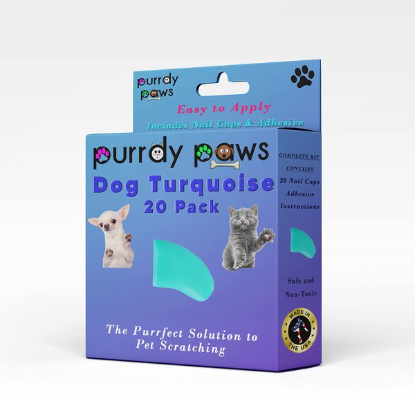 Purrdy Paws Soft Nail Caps for Dog Claws Turquoise Small